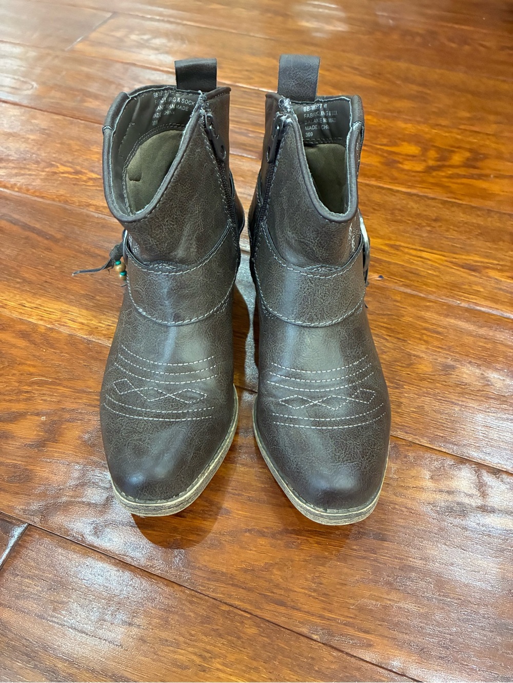Big Buddha Dark Brown Ankle Booties with Western Stitching